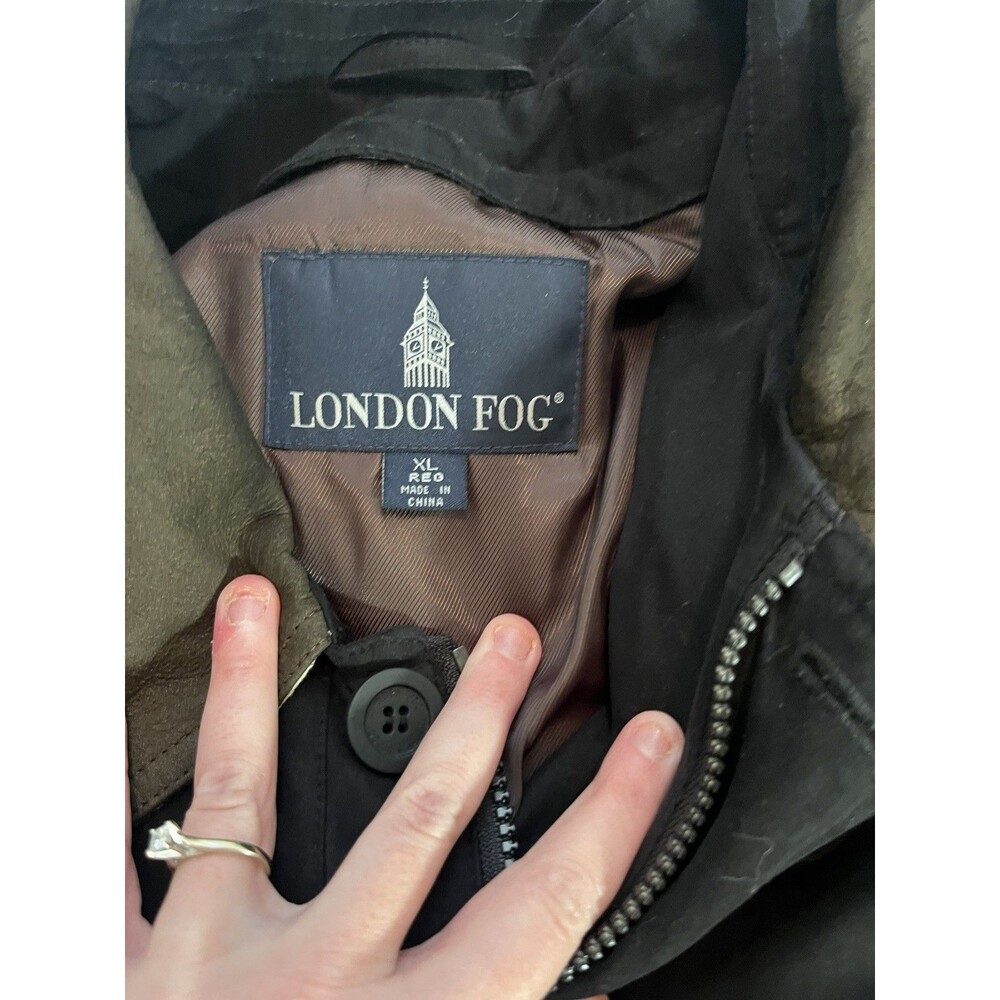 London Fog Men’s Black Zip Coat XL Reg w/ Removable Liner & Nubuck Collar - Picture 13 of 16